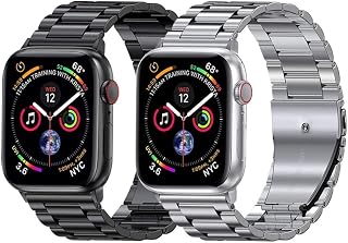 Pulseira Elos compatível com Apple Watch 38mm 40mm 41mm 42mm 44mm 45mm, pulseira de aço inoxidável para Apple Watch Series SE / 7/6/5/4/3/2/1 - (HARD GLASS STORE)