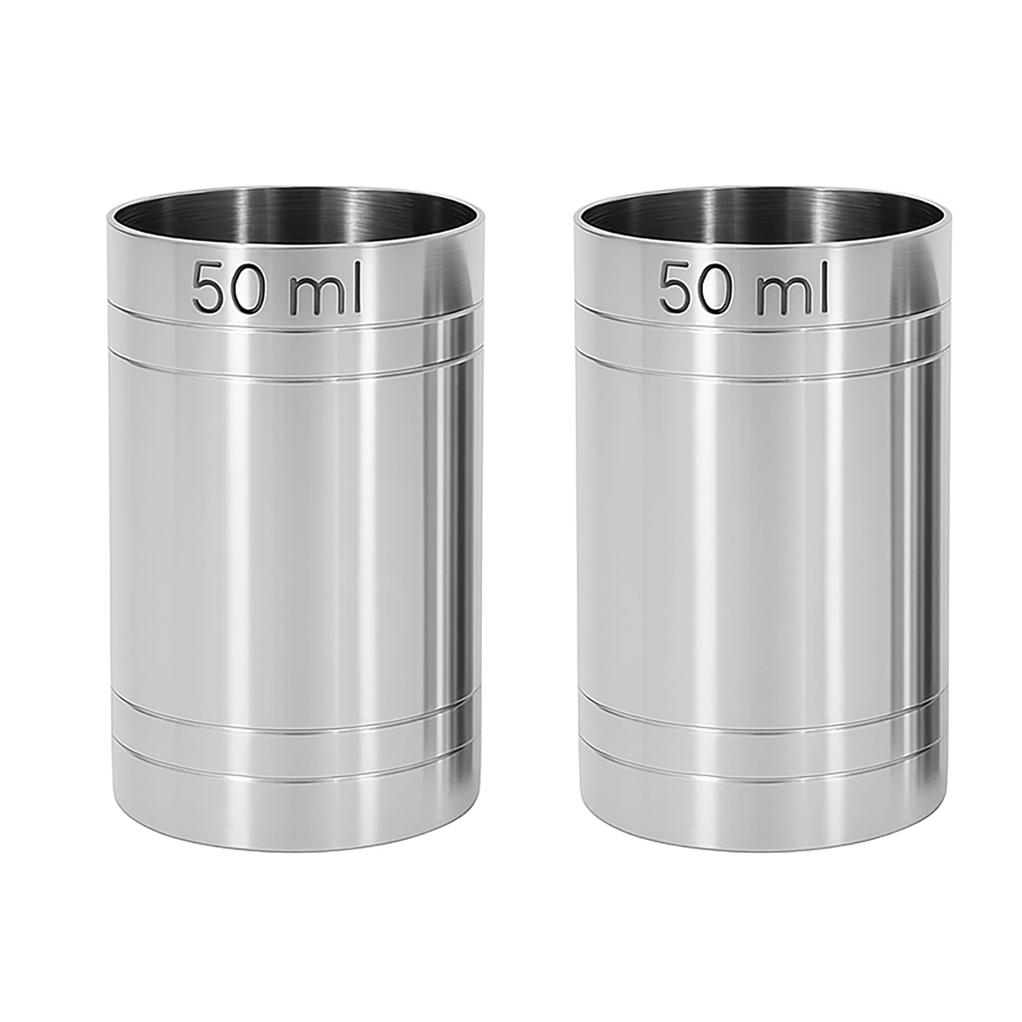 Chabrias Ltd 2 Pack 50ml Premium Stainless Steel Silver Thimble Measure Barware Professional Spirit Measuring Cups, Home Bars, Cocktail Stations & Bartenders, CE Marked