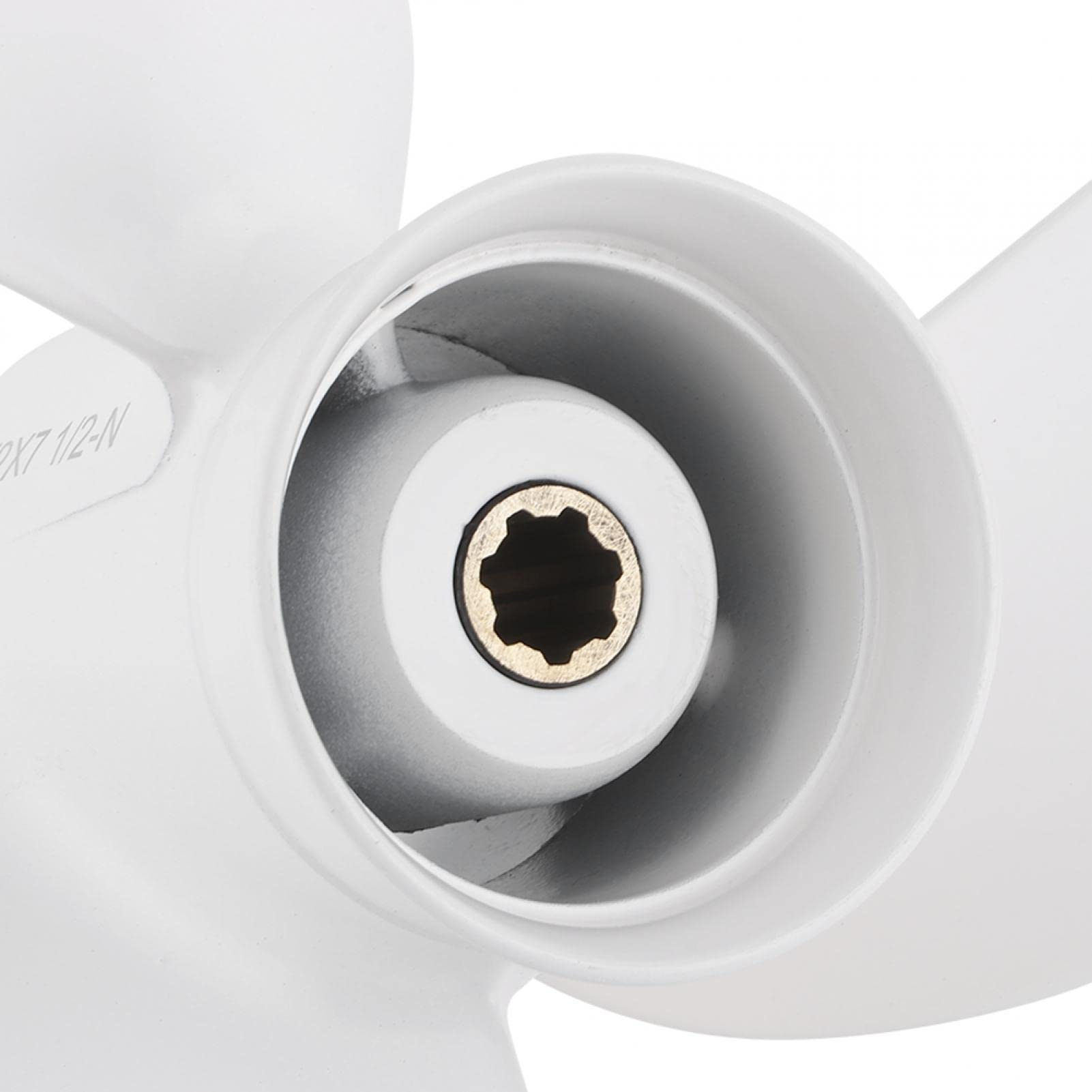 Elica fuoribordo, 7 denti scanalati 3 pale 6g1-45943-00-el 8 1/2 x 7 1/2 adatta per motore fuoribordo motore fuoribordo marino elica in lega di alluminio bianco