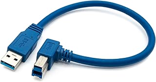 SYSTEM-S Cable USB 3.0 de 30 cm tipo B macho a tipo A macho, ángulo en color azul