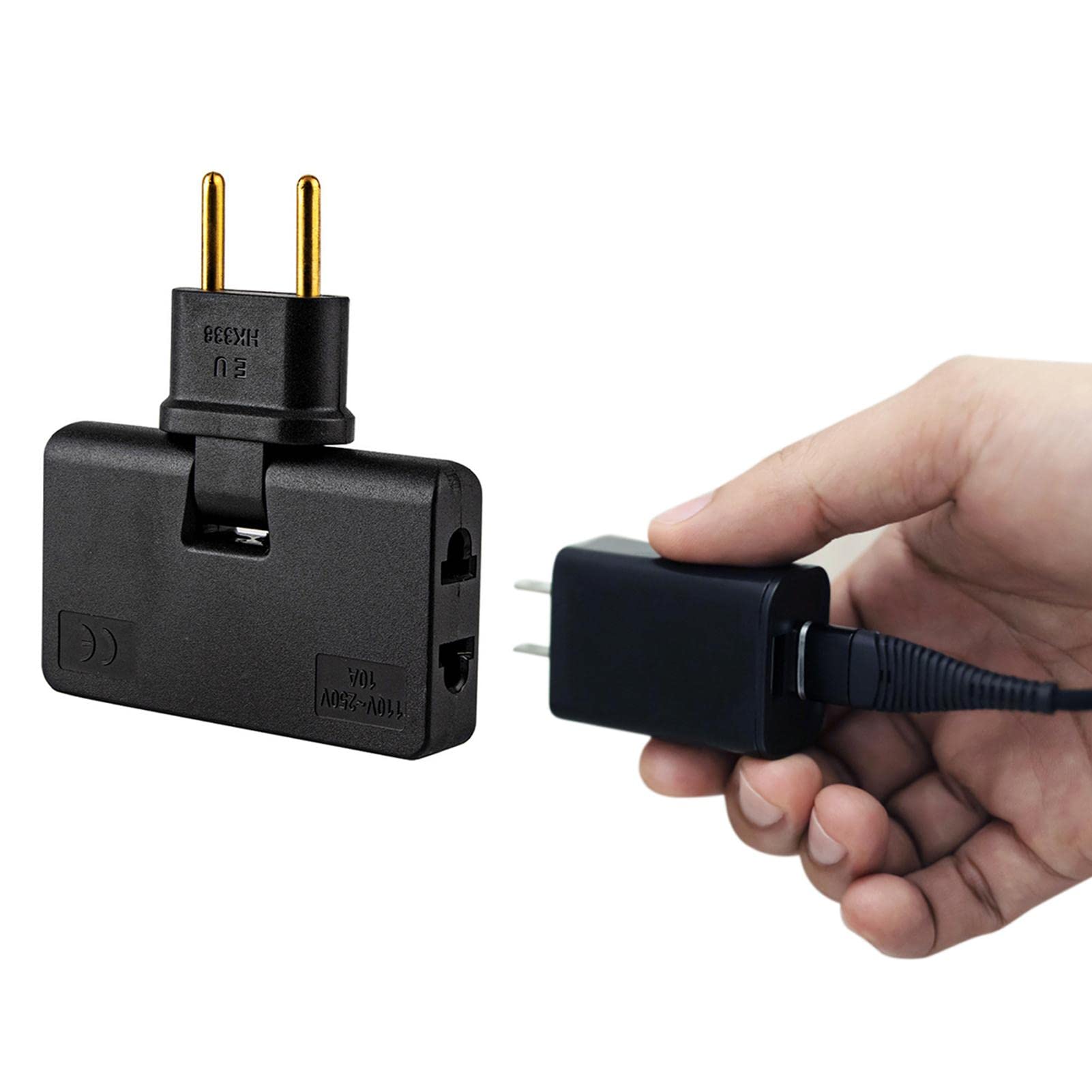 EU Mehrfachsteckdose 1 Auf 3 - 10A 250V Steckeradapter Mit 180° Drehung Für Enge Räume