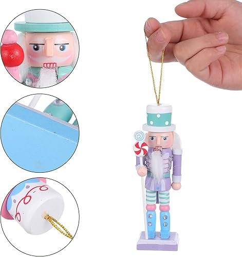 Miniatura 5 de IMIKEYA Figura de cascanueces de Navidad 4 piezas de soldado de cascanueces de madera colgante, adorno de cascanueces de Navidad, decoración de