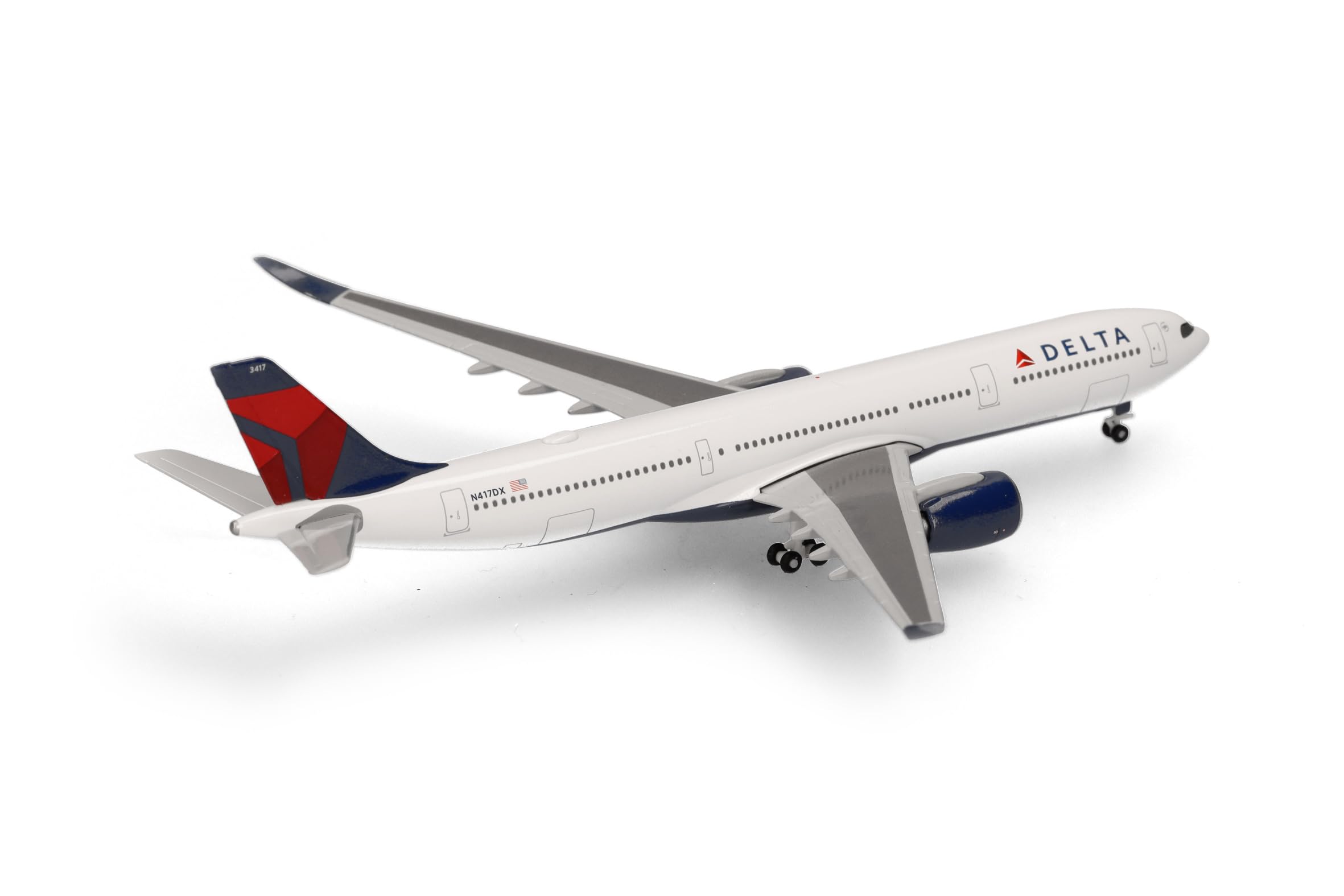 Herpa Modellino aereo Delta Air Lines Airbus A330-900neo, miniatura in scala 1:500, pezzo da collezione, modello senza
