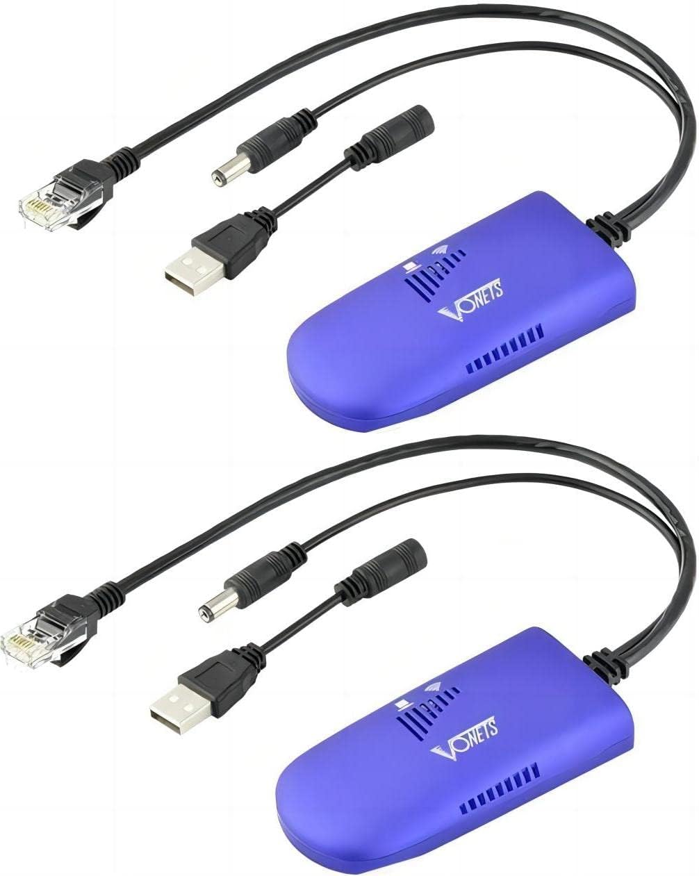Vonets VAP11G-300 (een paar) 2,4 GHz-band WLAN-brugadapter wifi op LAN 300 Mbit/s 802.11b/g/n voor bewaking, beveiligingssysteem, elektronische weegschaal met access point-functie, twee interne