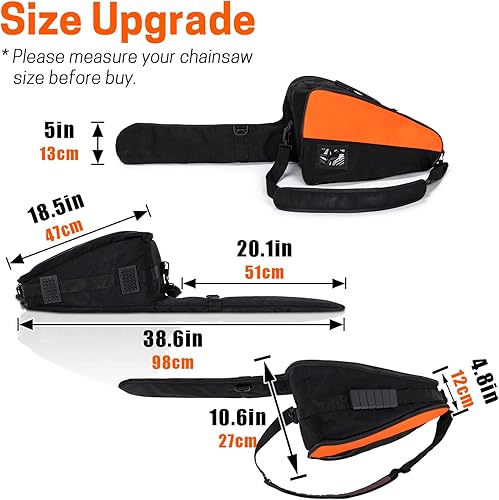 Miniatura 2 de Bolsa de motosierra, tamaño mejorado, funda de transporte portátil mejorada, bolsa de almacenamiento de motosierra protectora completa apta para