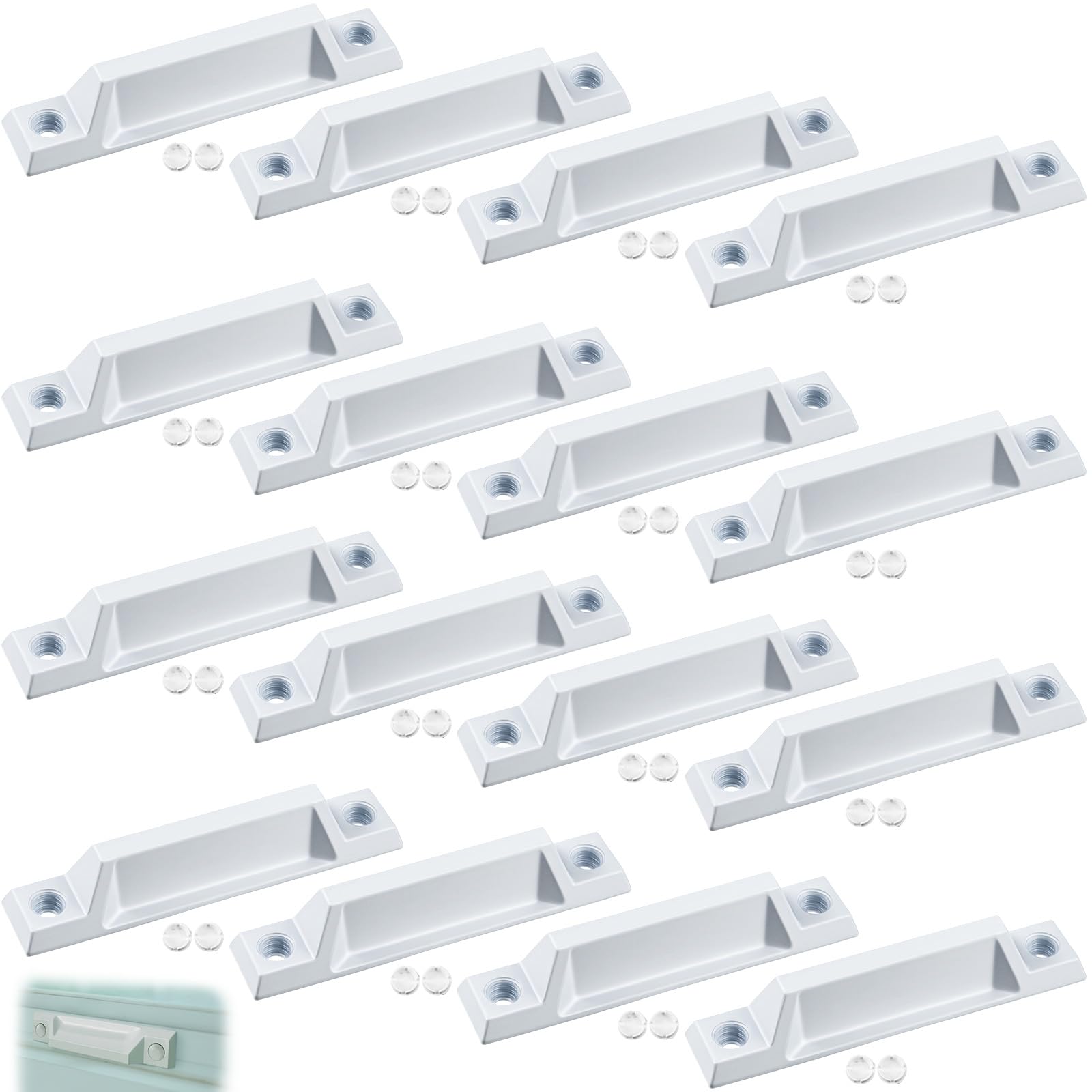 Yaocom 16 Pcs Window Sash Lift, Die-cast Zinc 3-5/16" Handle, White