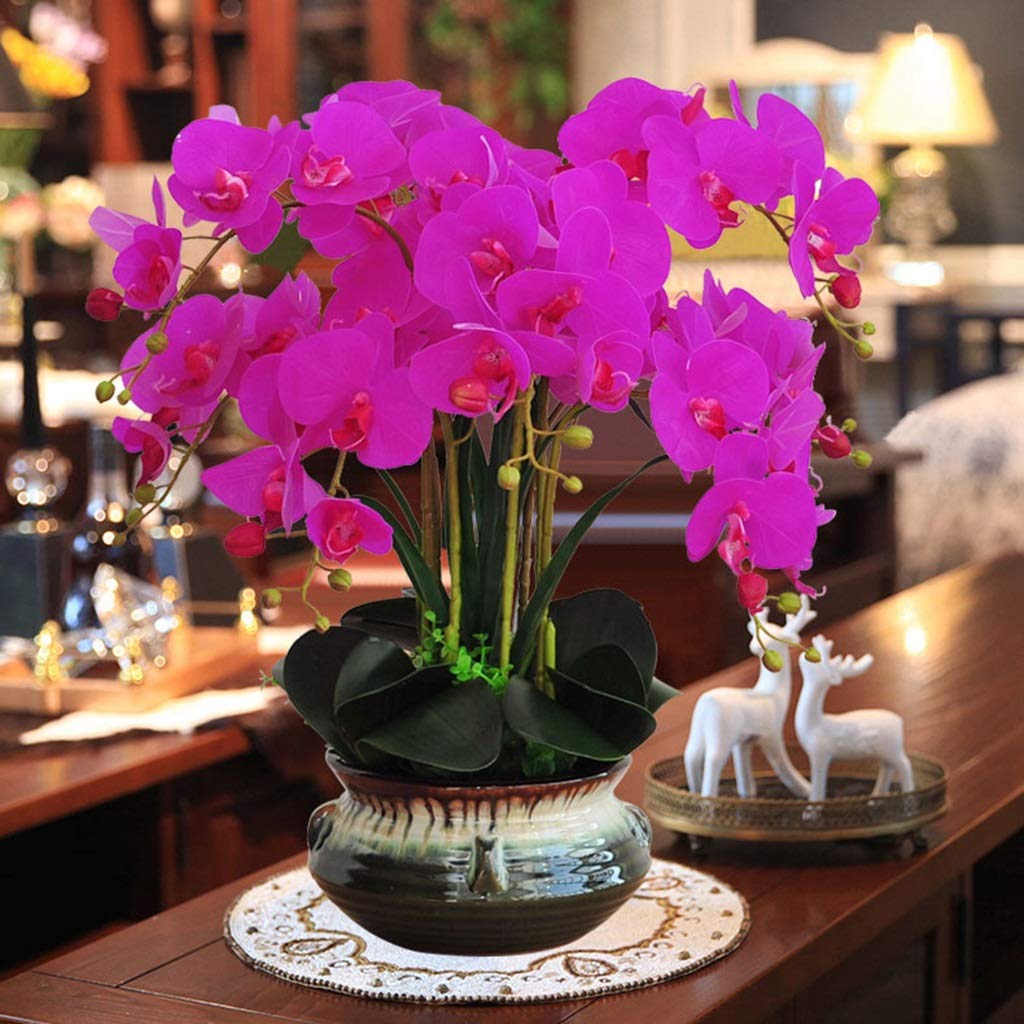 Fiori artificiali, fiori artificiali, orchidee Phalaenopsis artificiali, fiori in vaso, composizioni di piante in vaso di Phalaenopsis finte per feste di matrimonio, decorazioni per la tavol