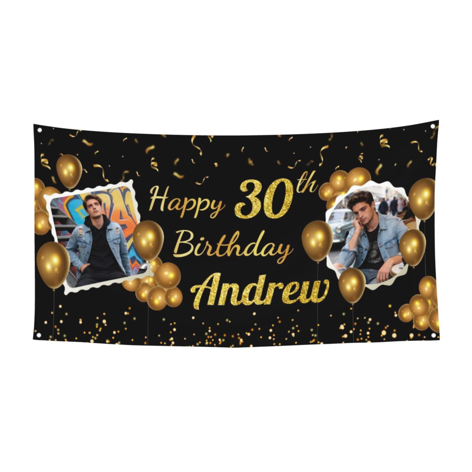 Personalised Birthday Banner Backdrop Background Poster Custom Face Photo Name Any Age Party Decor Celebration for Women Men Son Daughter 70 * 35inch