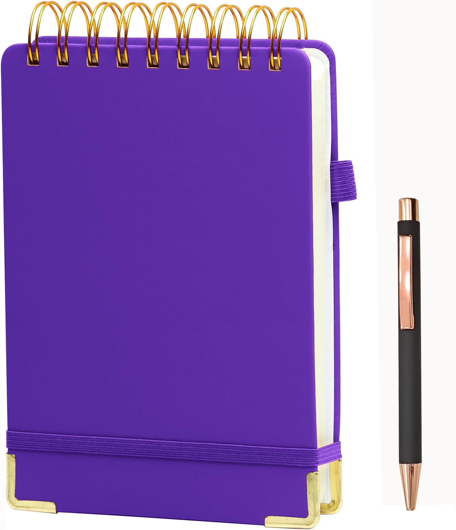 Top Spiral Notebook 5x7 Leather Steno Pad 300 Pages Hardcover Steno Notebooks Top Spiral for Work Steno NotePad, 100 GSM Thick Paper, Left Handed Notebooks for Office College School, Purple