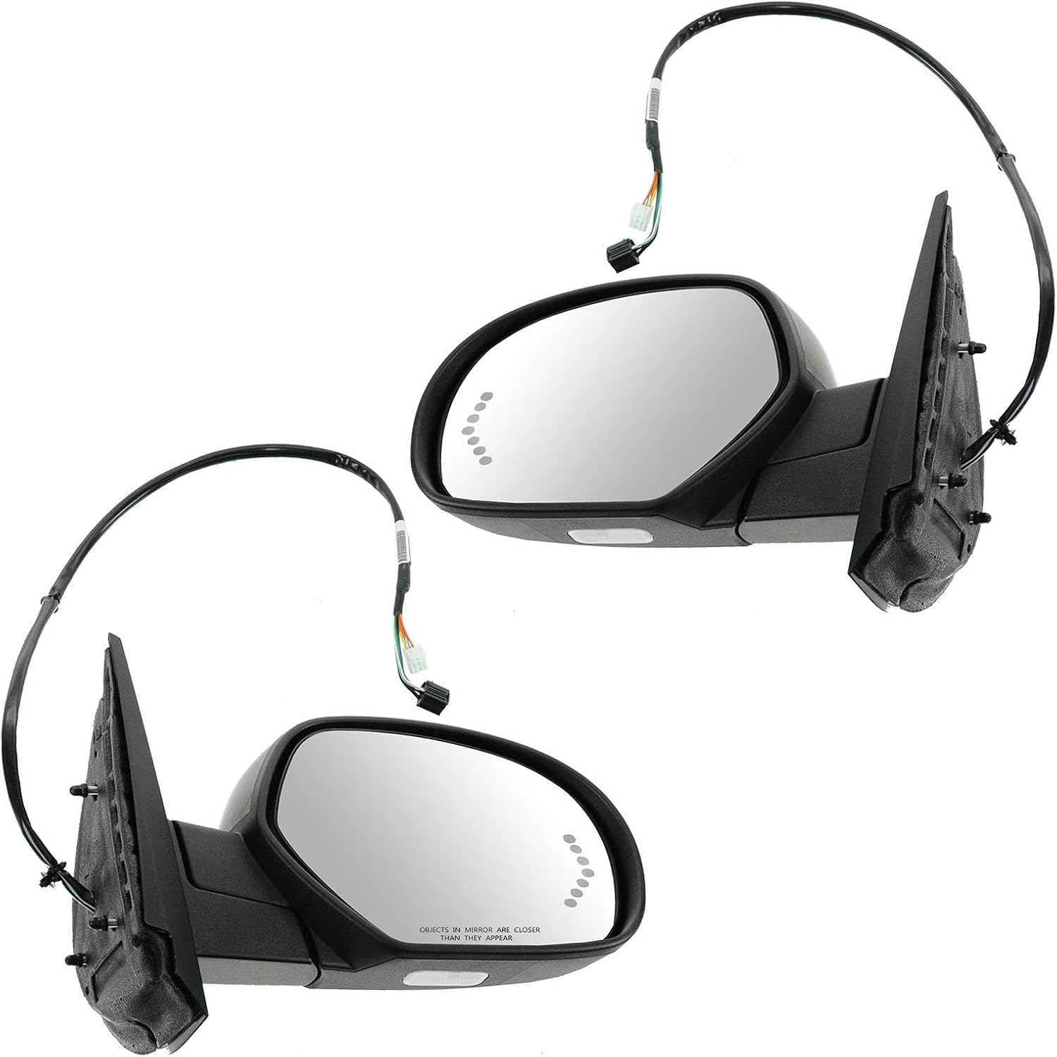 TRQ Power Heated Black Side Mirrors Driver Passenger Pair for 2007-2014 Chevy Suburban Avalanche GMC Yukon XL - Paint to Match