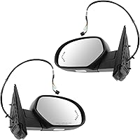 TRQ Power Heated Black Side Mirrors Driver Passenger Pair for 2007-2014 Chevy Suburban Avalanche GMC Yukon XL - Paint to Match