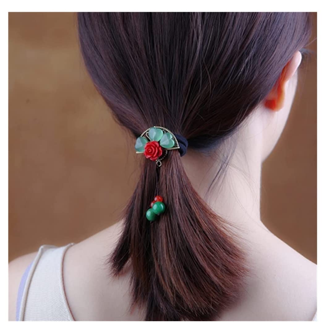 RUVOO Haargummi Scrunchies Retro Fächerförmiger Haarring Half-Tie Elastic Hair Rope Coil Hair Pferdeschwanz Gummiband Haargummis Haarschmuck