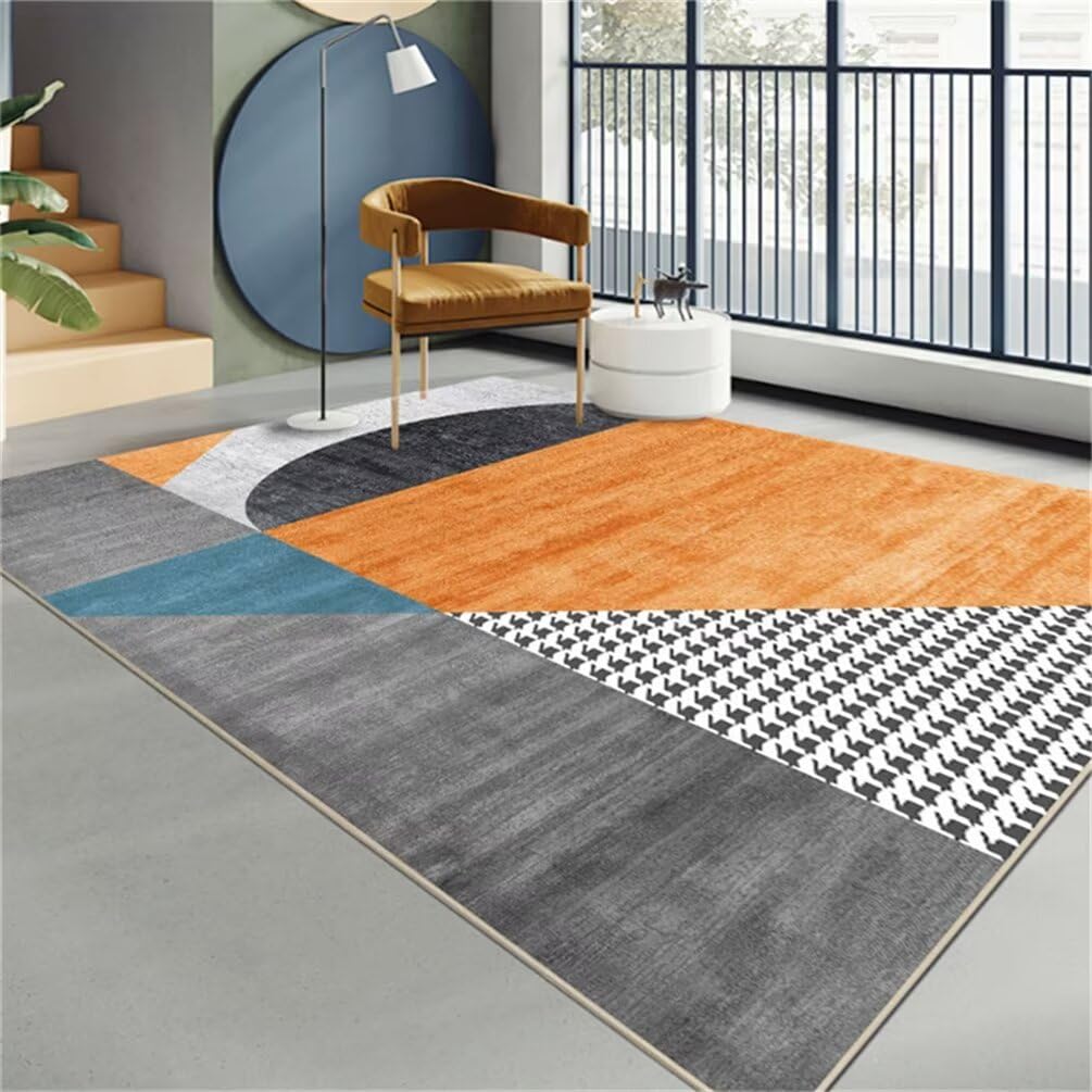 Tapis chambre ado garçon et fille orange gris 50x80cm tapis chambre adulte