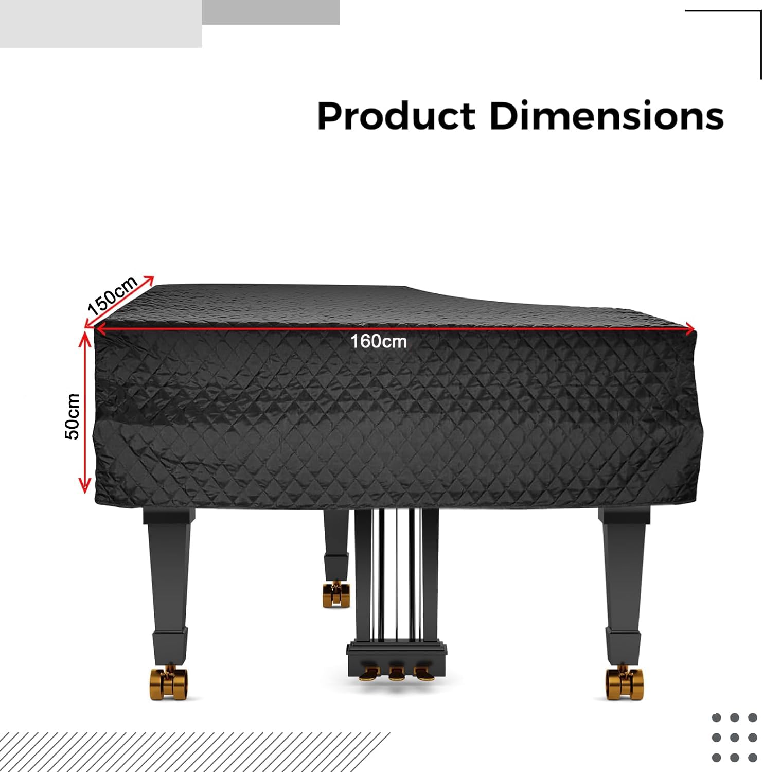 Grand Klavier Abdeckung, Flügel Abdeckung Klavier,Wasserdicht Feuchtigkeitsgeschützt und staubdicht Grand Piano Schutzhülle,160cm