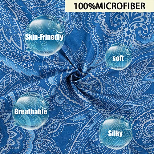 Bedlifes KING Navy Pillow Cases -Pillowcase Set Of 4 Cooling Breathable Ultra Soft 100% Microfiber -4 Pack Navy Blue Paisley-King Size thumb #5