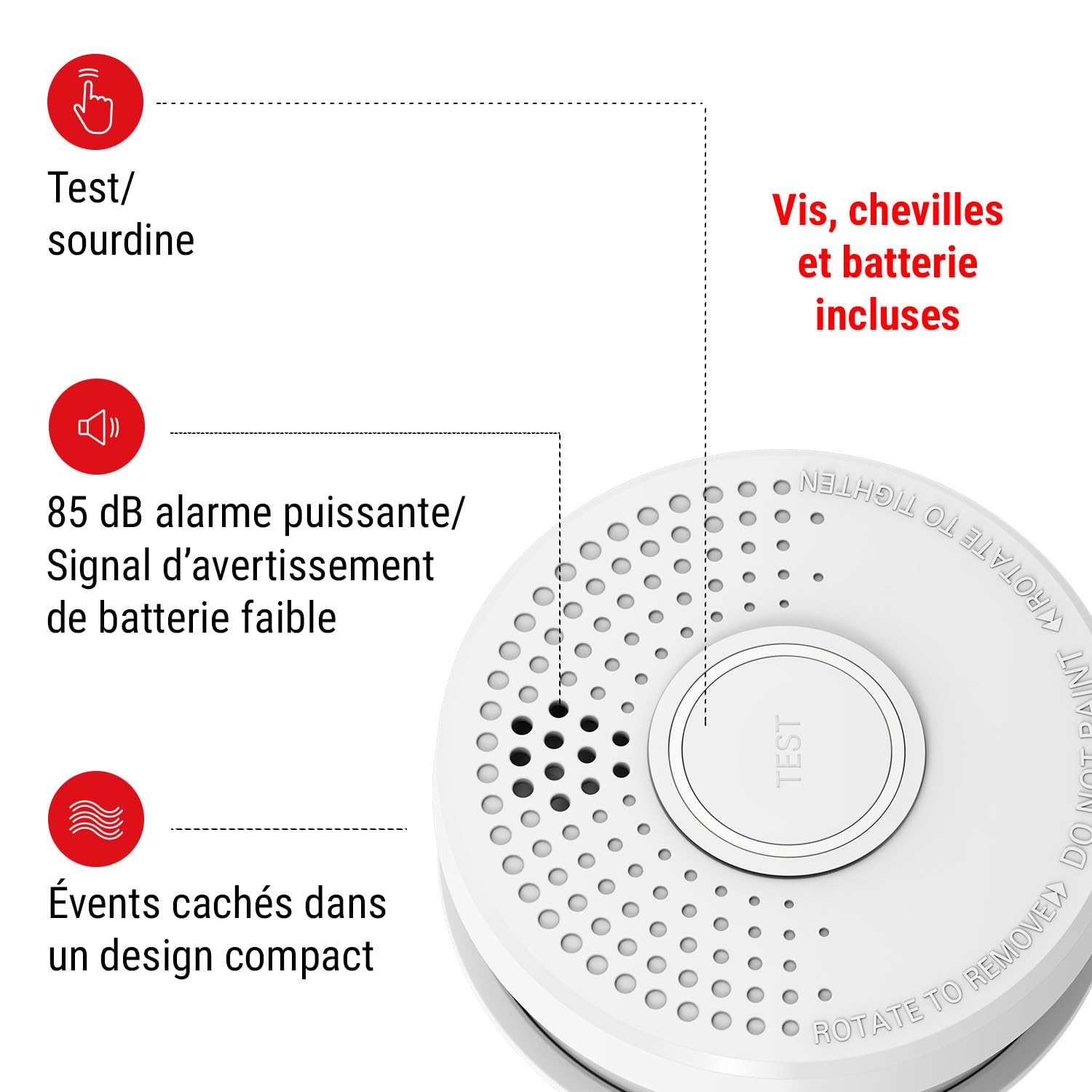 SHD by OneConcept Detecteur de Fumée, 5X Alarme Incendie Détecteur Fumée pour la Maison, Bureaux, Detecteur de Fumee de Cuisine à Capteur Optique avec Fonction Test et Silencieux, Détecteurs de Fumée