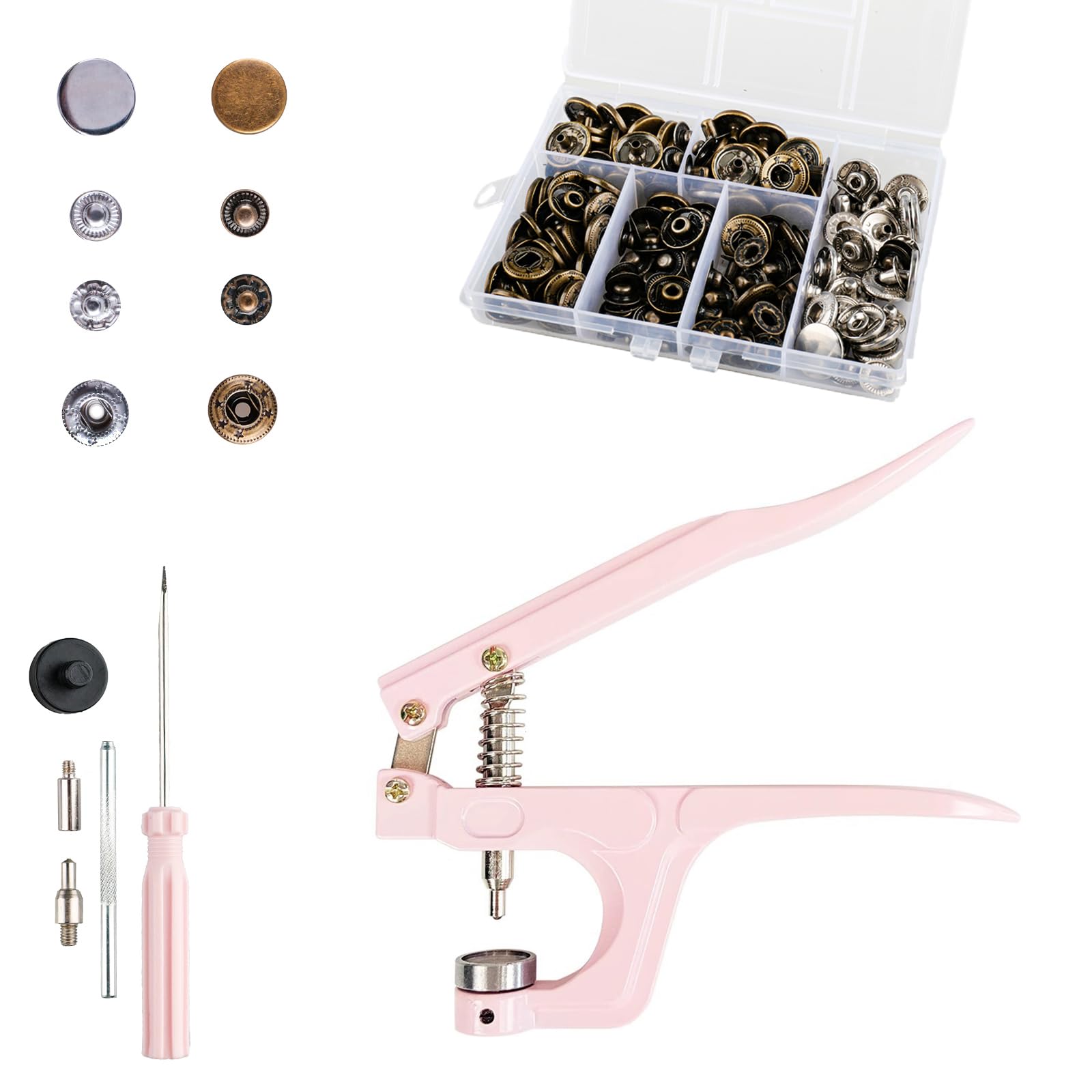 Mocrop 50pcs Corchetes de Presion Metalicos, 15mm Botones de Presion de Acero Inoxidable, Remaches Para Cuero, Botones Para Vaqueros, Para Ropa Infantil, Ropa de Bricolaje, Lona, Billetera