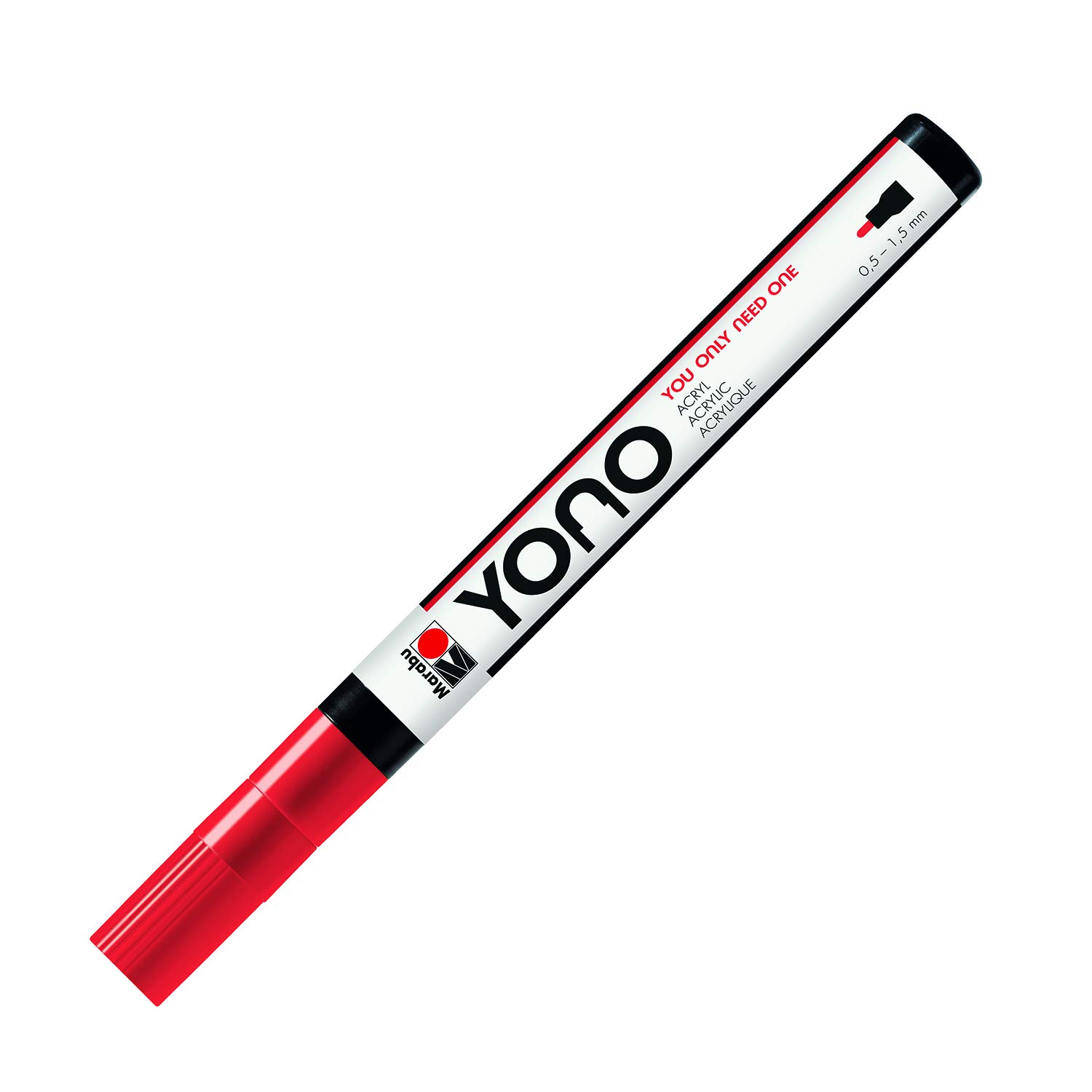 Marabu YONO 12400103070 - Pennarello acrilico versatile con punta rotonda giapponese da 1,5 a 3 mm, a base d'acqua, resistente alla luce e impermeabile, per quasi tutte le superfici