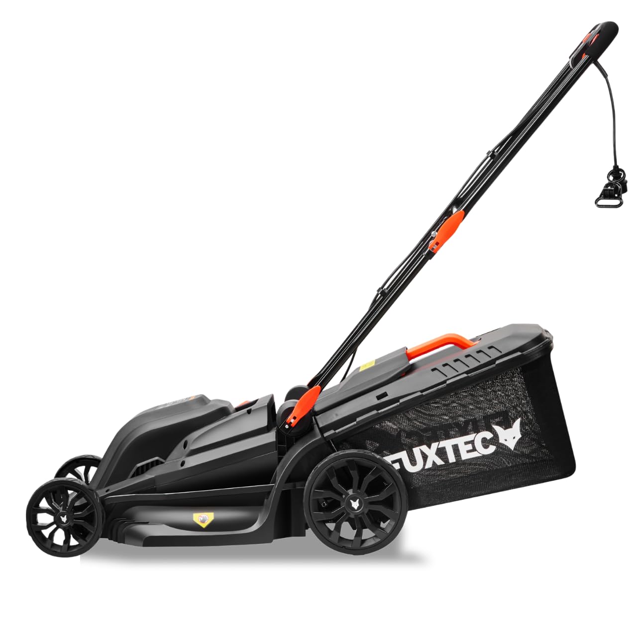 Cortacésped Eléctrico FUXTEC FX-RME43 – Ancho de Corte de 44 cm, Recogedor de 45 L, Altura Ajustable de 25-75 mm, Cortacésped Silencioso, Potente y Eficiente
