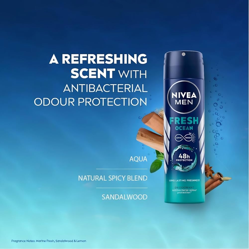 Amazon.com: NIVEA MEN Fresh Ocean Deodorant Spray with Ocean