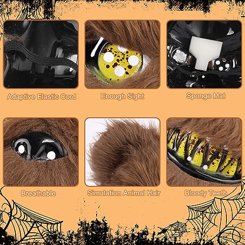 ZZOUFI Halloween Scary Bear Mask, Creepy Masks for Adults Kids Horror Teddy Bear Mask, Plush Bloody Bear Mask - Image 3