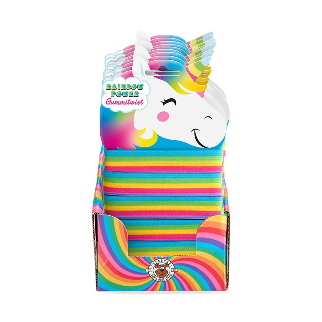 TRENDHAUS 968036 Rainbow Power Gummitwist, guma do skakania o długości 5 m w kolorach tęczy, w zestawie instrukcja (może nie być dostępna w języku polskim), do zabawy wewnątrz i na zewnątrz