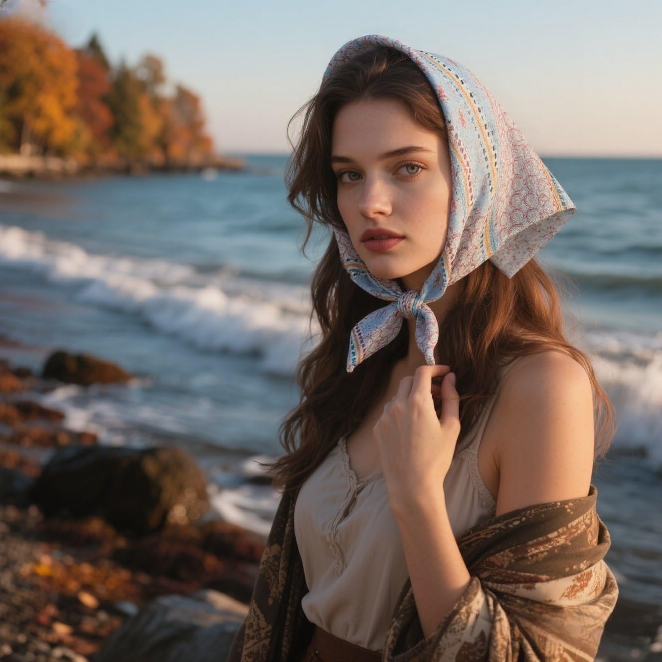 Retro Style Large Cotton Blend Hair Bandana Headband, Head Wrap, Hair Neck Scarf for Women 24 x 24 inch - Image 8