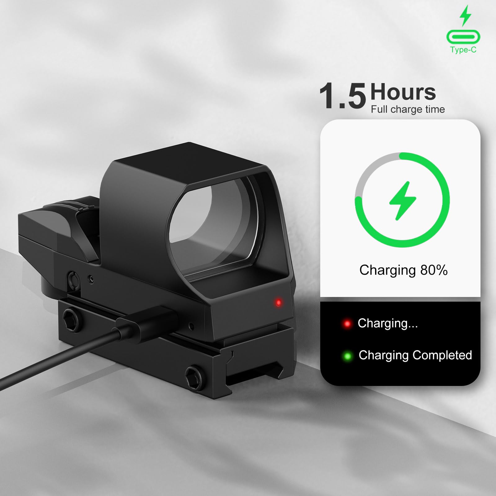 Feyachi RS-31 Visée Point Rouge, Viser Airsoft Rechargeable, Lunette de visée avec 4 réticules et 6 réglages de luminosité pour la Chasse, Le Softair et Le Pistolet