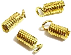 LOT DE 60 EMBOUTS SERRE FIL RESSORT METAL DORE 8 x 2,5 mm (13,22 grs) - LIVRAISON GRATUITE - CREATION BIJOUX PERLES