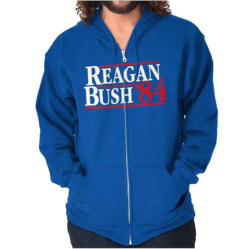 Brisco Brands 1984 Presidential Election Political Zip Up Hoodie Mens