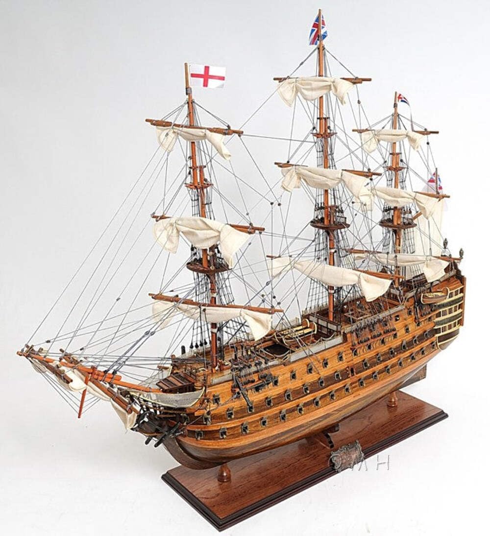 HomeRoots 401842 27 in. HMS Victory Hand Painted Ship Sculpture