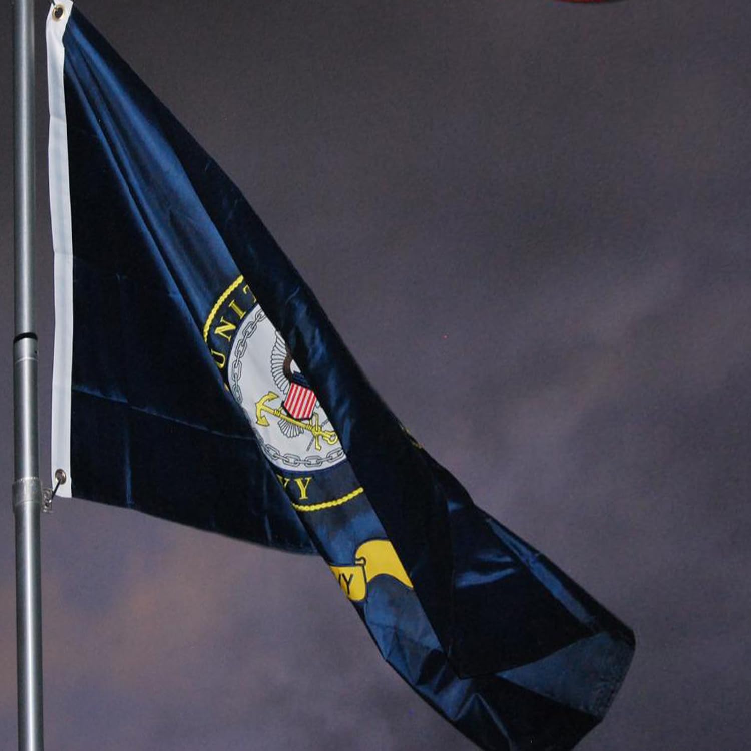 Embroidered Navy Emblem Flag Double Sided 3x5 Outdoor- 300D Heavy Duty Nylon- Military 3x5 Navy Outdoor Banner Flag- Brass Grommets & 4 Rows Stitched - Image 2