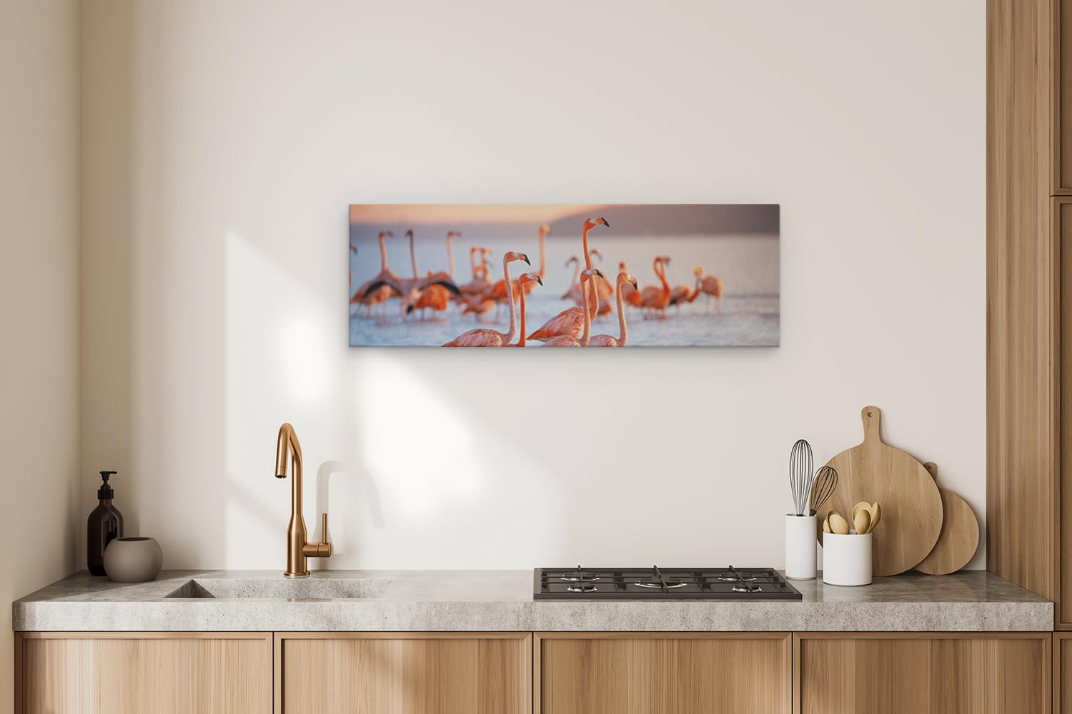 Artaza Cuadros Decoración Salón Modernos Flamencos - 90x30 cm - Cuadros Decorativos Animales - Decoración Pared Hogar - Lienzos Playa - Rosa