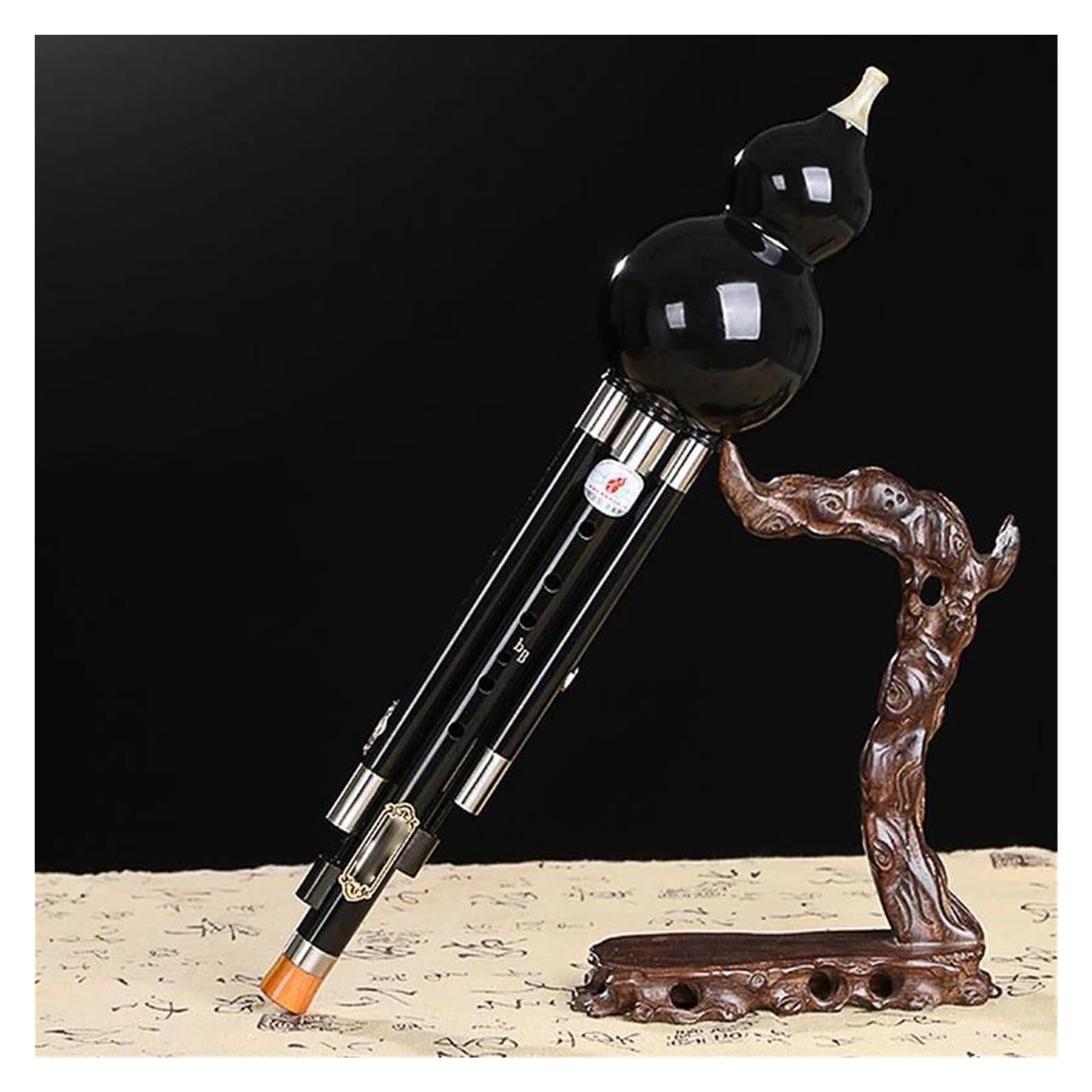 High Density Sandalwood Cucurbit Instrument Music Playing Hulusi Professional Performance Flute C/bB/D/F/G Tone Professional Hulusi(Black,B1)