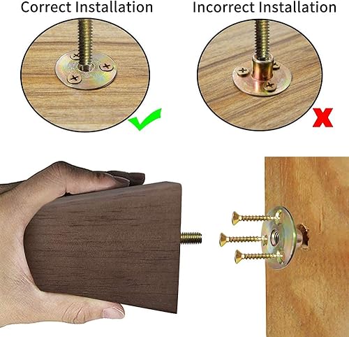 Miniatura 3 de LBW Patas para sofá de 4 pulgadas, patas cuadradas de madera para muebles, patas de pirámide de madera antideslizantes para sofá, patas de mesa de