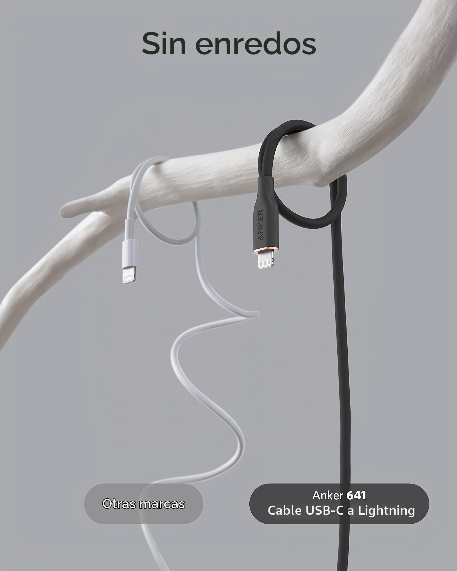 Anker Cable iPhone PowerLine III Flow, 90 cm, MFi, silicona | Compatible con iPhone 13/13 Pro Max/12/11 Pro/X/XS/XR/8 Plus y AirPods Pro. Negro