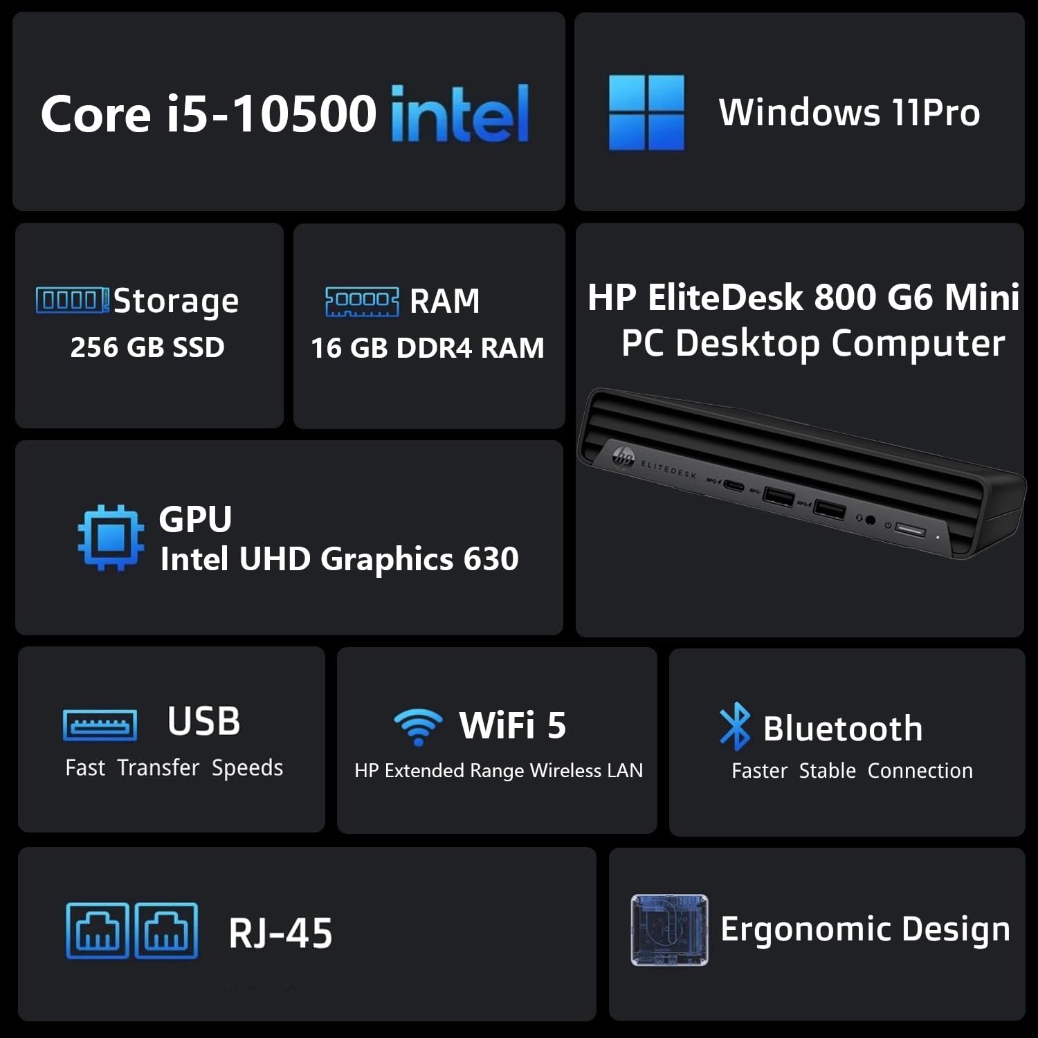 Amazon.com: HP EliteDesk 800 G6 Mini Business Desktop PC, Core i5