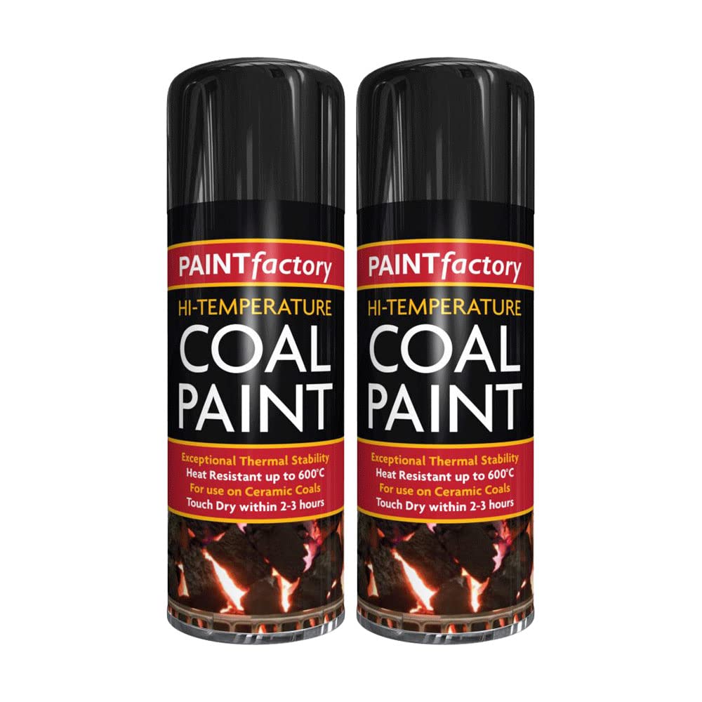Classic Signature: - 2 x Coal High Temperature Spray Paint 400ml, Stove Up To 600°C, Engine Exhaust Adhesion, Heat Resistant Wood Burners, BBQ Grill