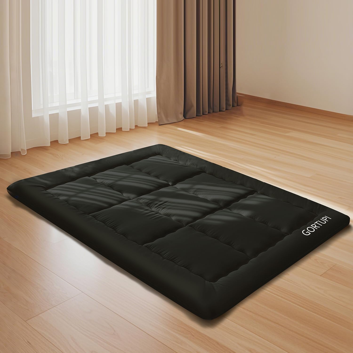 Japanese Floor Mattress,Futon Mattress 3" Black Thicken 100% High Density Comfortable Foam,Foldable Tatami Mat Sleeping Pad,Portable Floor Mattress Sleeping Pad for Adults,Twin Size 39"x 80"