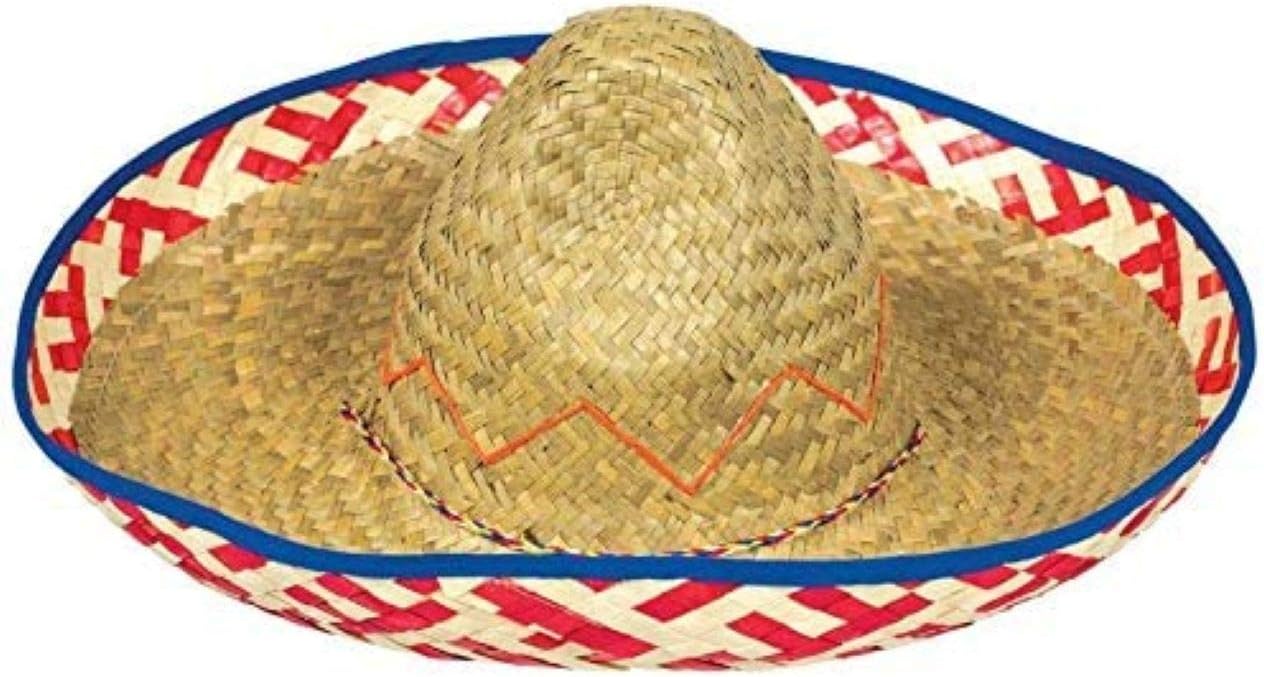 Amscan Party Costume Cinco De Mayo Fiesta Straw Sombrero, 1 Ct. | 7 1/2 x 20, Multicolor : Clothing, Shoes & Jewelry