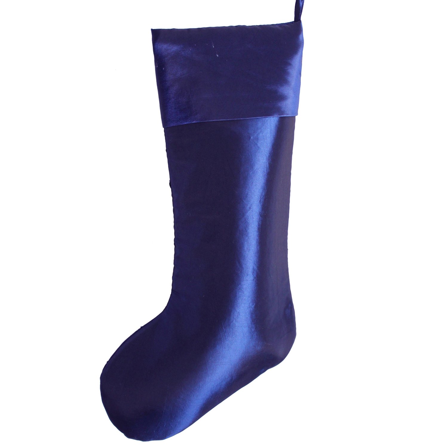 Gireshome Blue Handcraft Diamond Pintuck Body,Faux Silk Satin Cuff Christmas Stocking - 10
