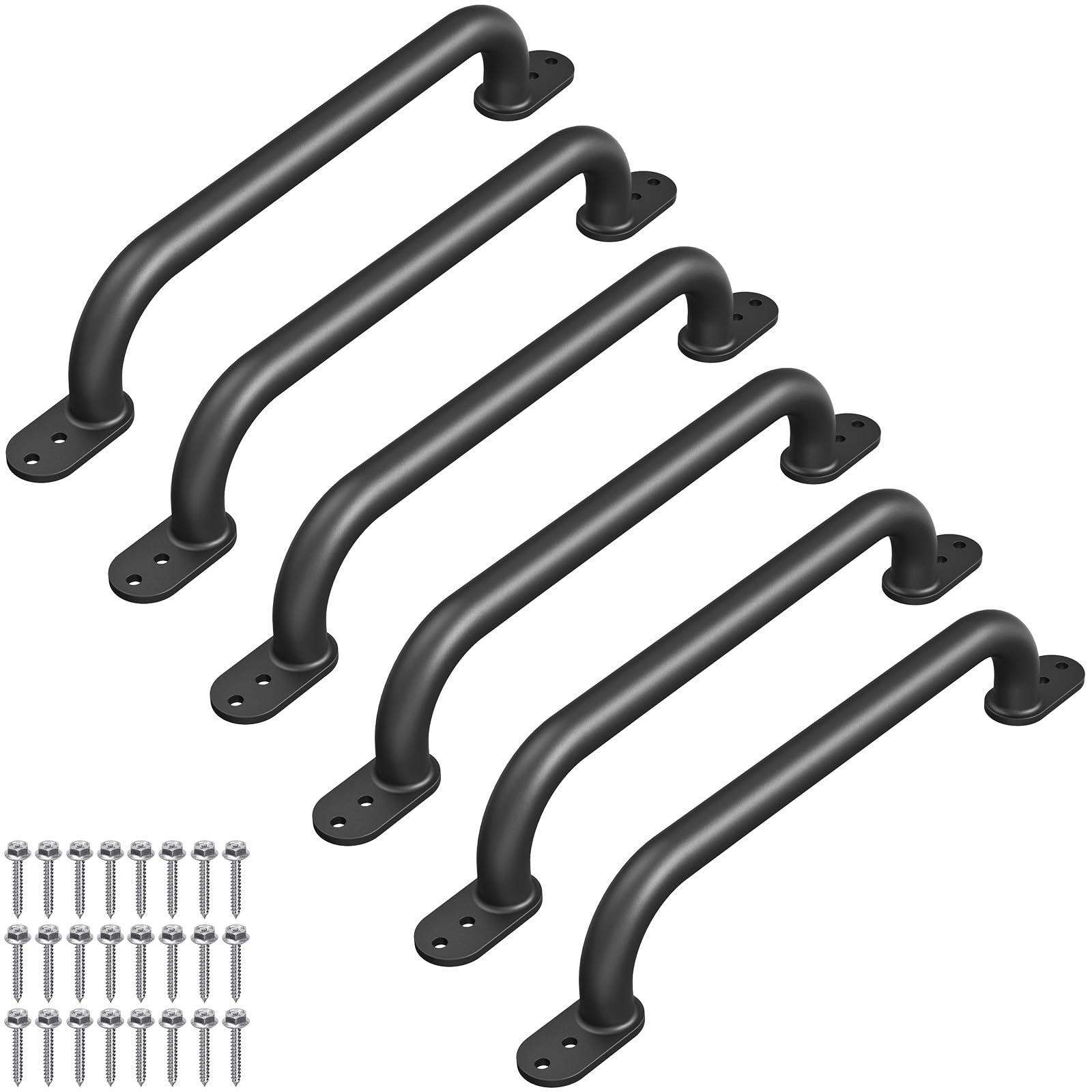 Dolibest Haltegriff Metall, Kinder Klettergriff 6er Behindert Senioren Sicherheitsgriff Spielturm Klettergerüst Innen Außen Griffstangen für Toilette/Bad/Dusche/Hochbett, Kürbisbasis Schwarz