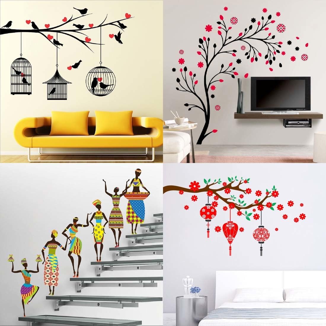 Merical Set of 4 Tribal Lady, Kids Under Tree, Lovebirds & Hearts, Magical Tree, Wall Sticker for Wall D�cor, Living Room, Children Room (B0CB1Z2ZXH) Amazon Price History, Amazon Price Tracker