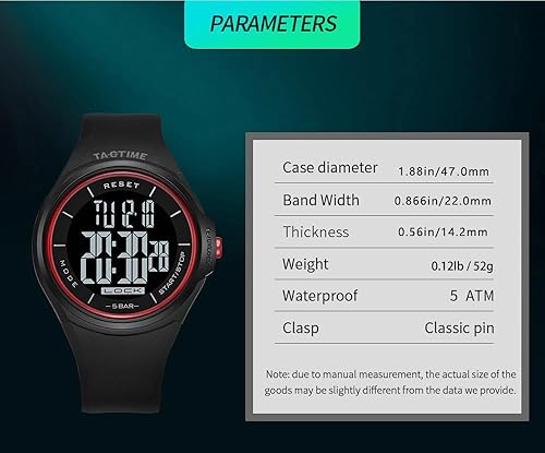 Miniatura 8 de TACTIME Reloj digital - Pantalla táctil, pantalla de números grandes, reloj deportivo al aire libre