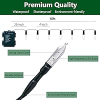 Vista 4 de Luces de Navidad – Cadena de luces a pilas, 50 unidades, luces LED transparentes, 8 modos, mini juego de luces con temporizador para árbol