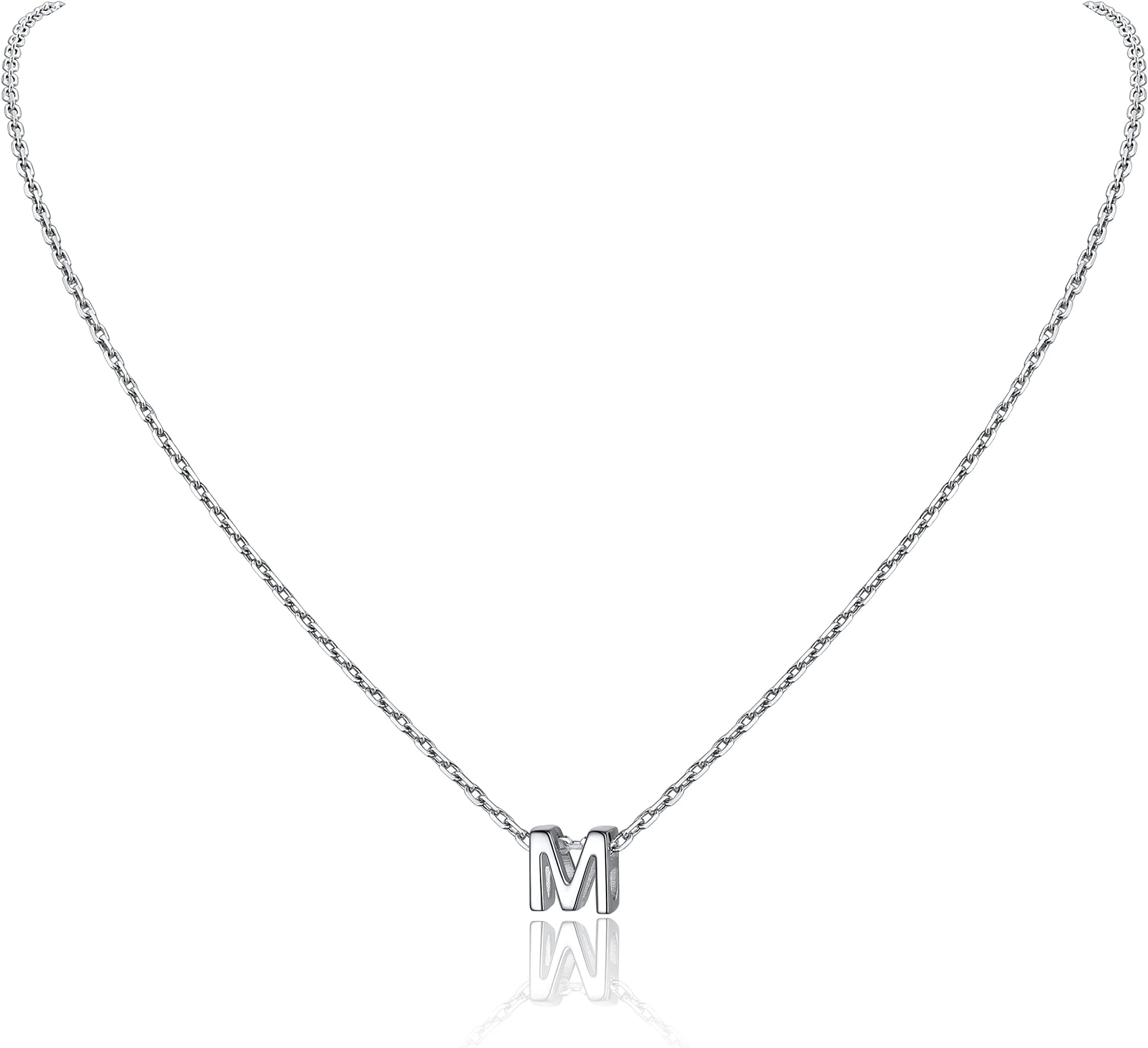 ChainsHouseInitial Necklace 925 Sterling Silver A-Z Letter Pendant, Personalized Dainty Small 26 Letter Alphabet Necklace for Women, with Gift Box