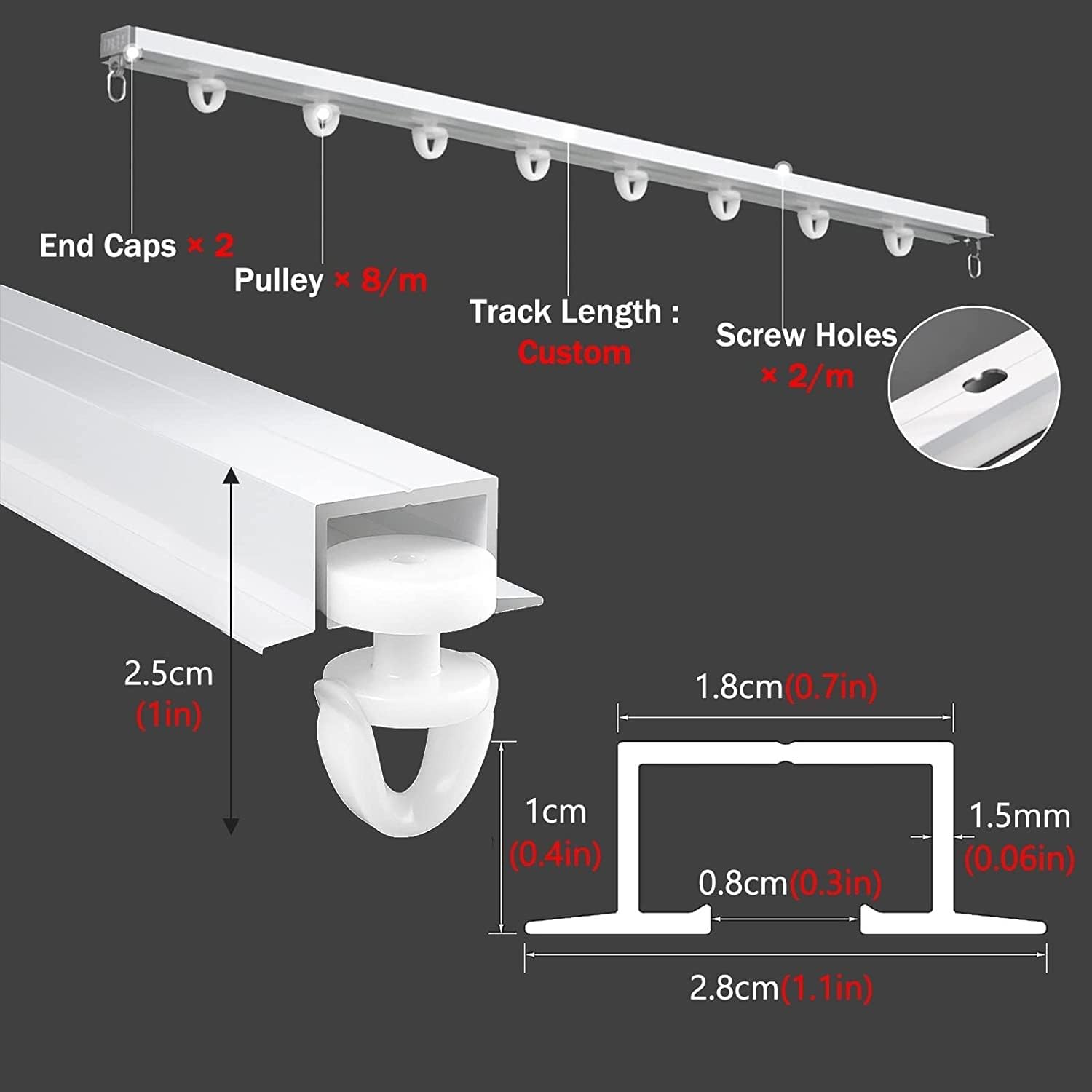 Sufitowa szyna do zabudowy, szyna kurtynowa ze stopu aluminium, 1-6 m dzielnik pokoju, używany do salonu, sypialni, szkoły, zasłony szpitalne (rozmiar: 1,4 m)