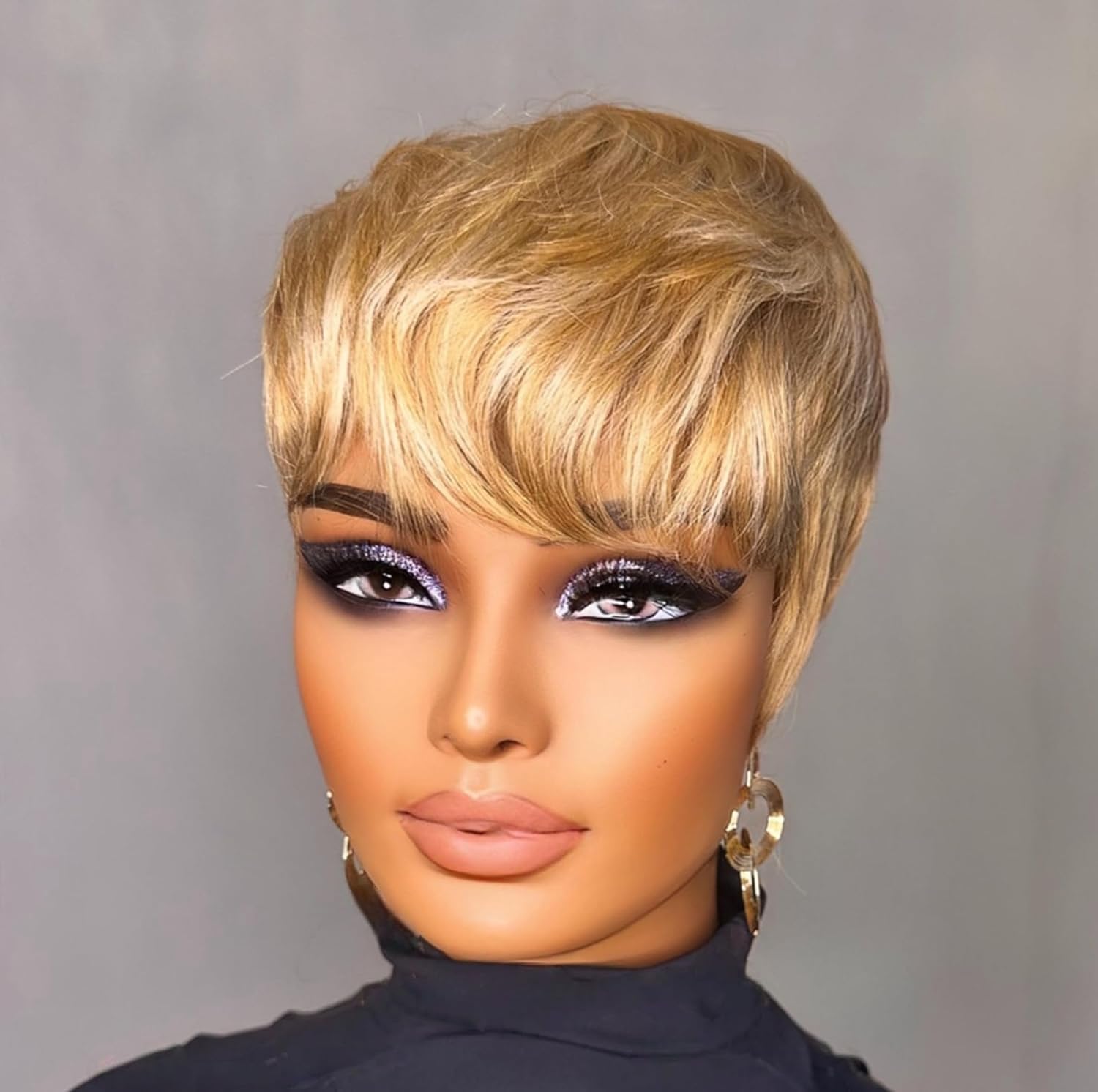 Short Blonde Pixie Cut Human Hair Wig 150% Density Glueless Lightweight Amazon.com : YKHJH Honey Blonde Pixie Cut Wig Human Hair  main image 4