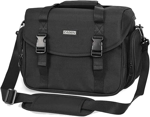 CADeN Funda para cámara de hombro con soporte para trípode compatible con cámaras Nikon, Canon, Sony, DSLR SLR sin espejo, impermeable (negro)