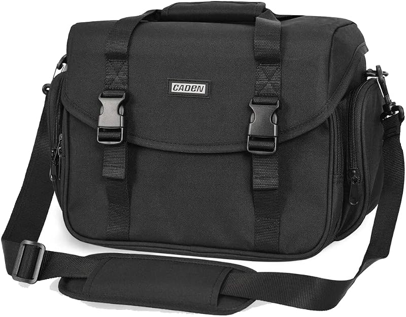 Camera Bag Case Shoulder Messenger Bag with Tripod Holder Compatible for Nikon, Canon, Sony, DSLR SLR Mirrorless Cameras Waterproof (Black, Small)